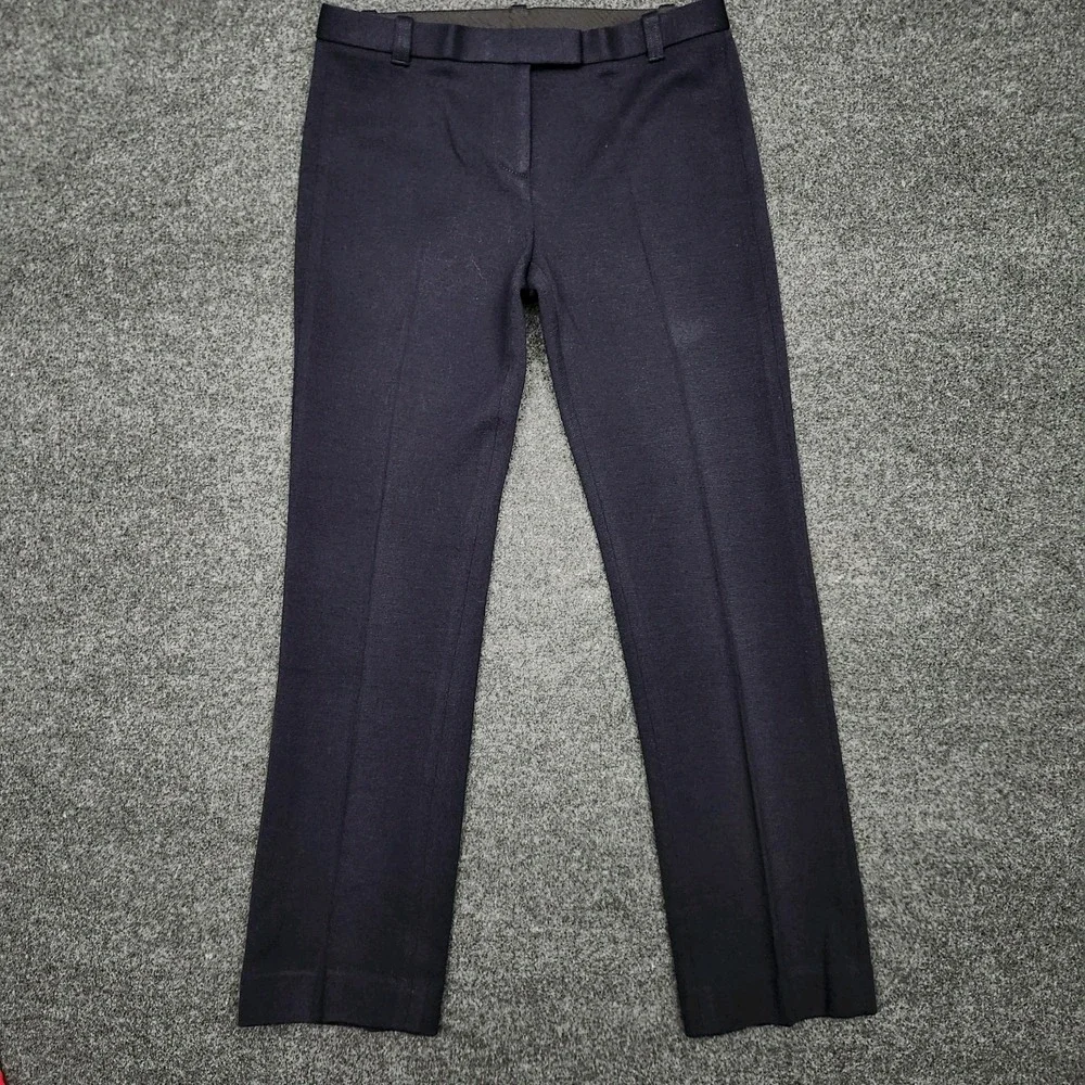 Tory‎ Burch Pants Womens 0 Blue Wool Blend Straight Leg Creased Pants Trousers